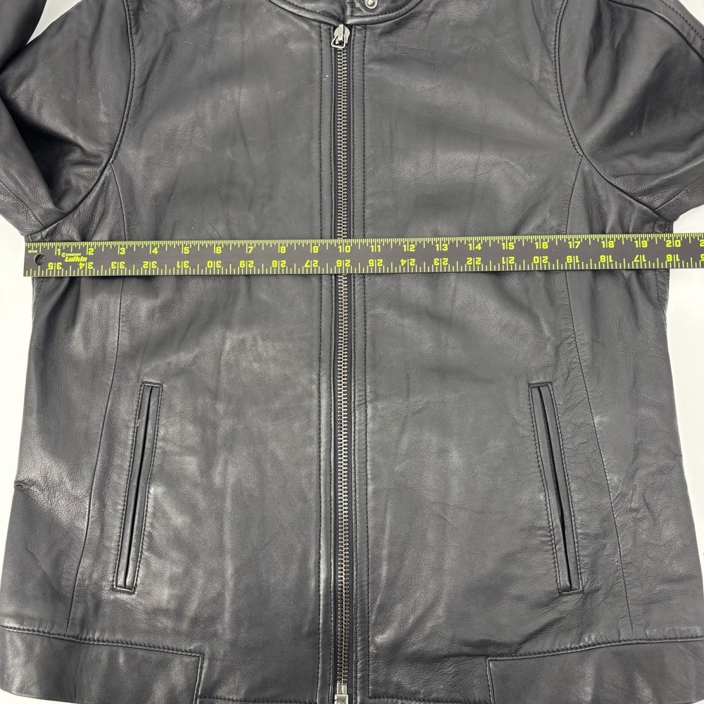 Coach Black Genuine Leather Jacket Men's Size Large Full Zip Moto Biker Rock - Picture 4 of 6